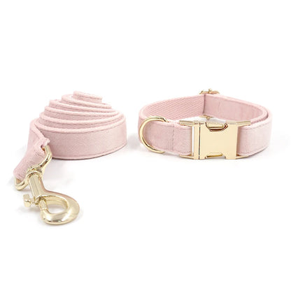 Customizable Buckle Engraving!  Luxury Pink Velvet Collar Dog Set (individual also)