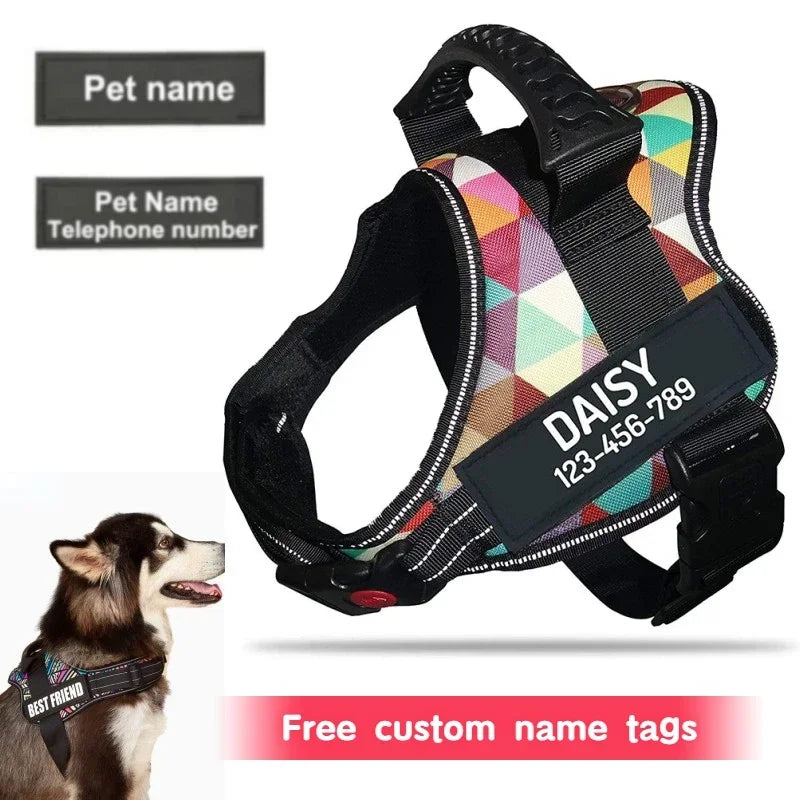 "Custom Adjustable Dog Harness – High-Quality Nylon Vest for Small & Large Dogs