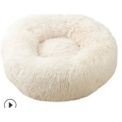 "Calming Donut Dog Bed – Warm & Soft Plush Pet Cushion for Dogs & Cats"