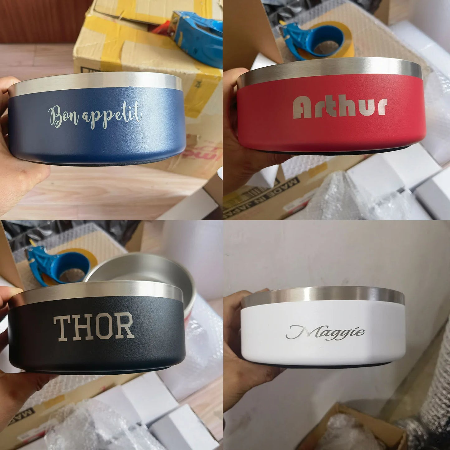 Personalized Stainless Steel Dog Bowls with Name