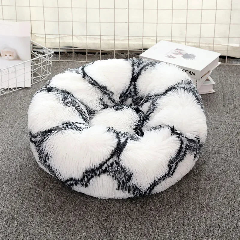 "Calming Donut Dog Bed – Warm & Soft Plush Pet Cushion for Dogs & Cats"