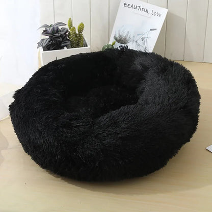 "Calming Donut Dog Bed – Warm & Soft Plush Pet Cushion for Dogs & Cats"