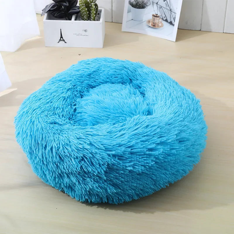 "Calming Donut Dog Bed – Warm & Soft Plush Pet Cushion for Dogs & Cats"