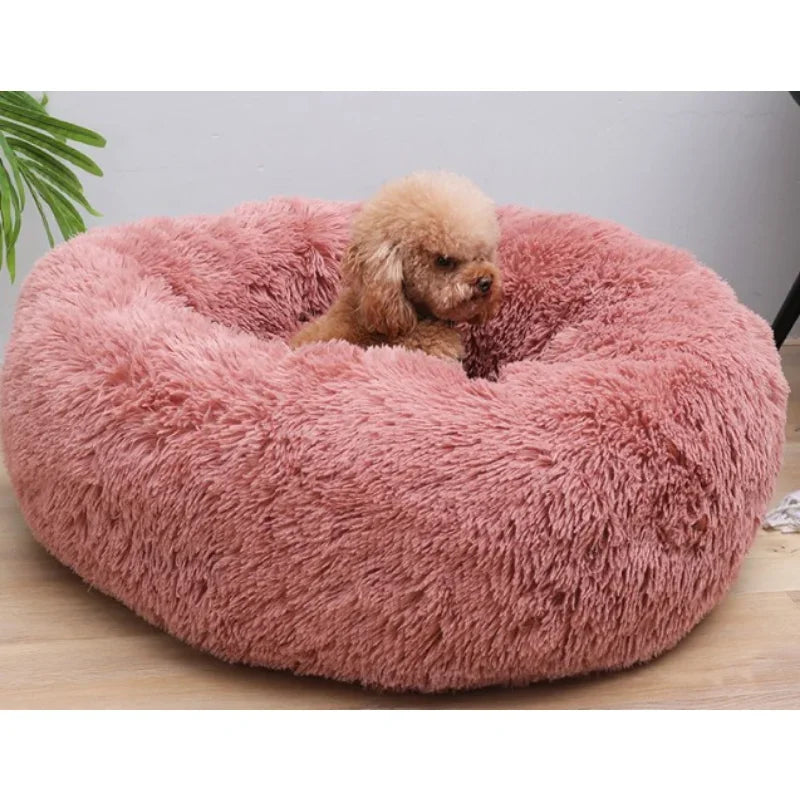 "Calming Donut Dog Bed – Warm & Soft Plush Pet Cushion for Dogs & Cats"