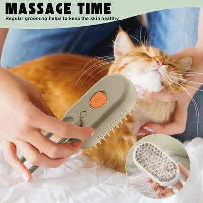 "Electric Spray Water Steam Grooming Comb for Cats – Soft Silicone Massage Brush"