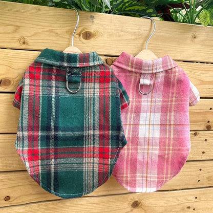 "Plaid Dog Shirt – Stylish & Breathable Autumn Coat for Small & Large Dogs"