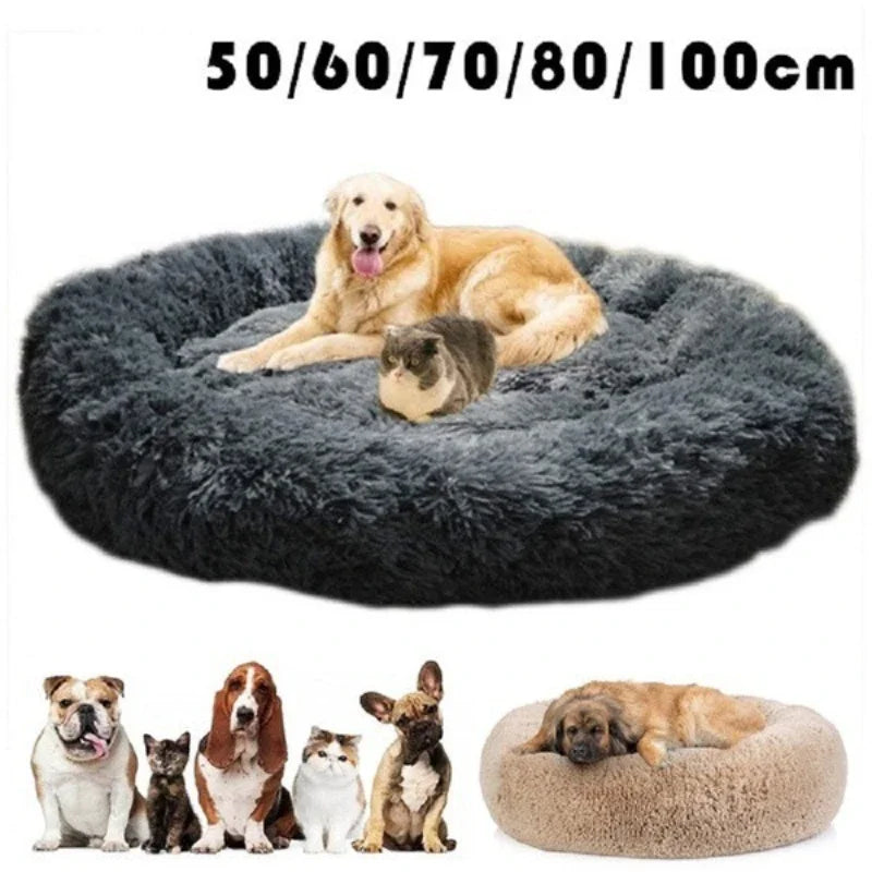 "Calming Donut Dog Bed – Warm & Soft Plush Pet Cushion for Dogs & Cats"