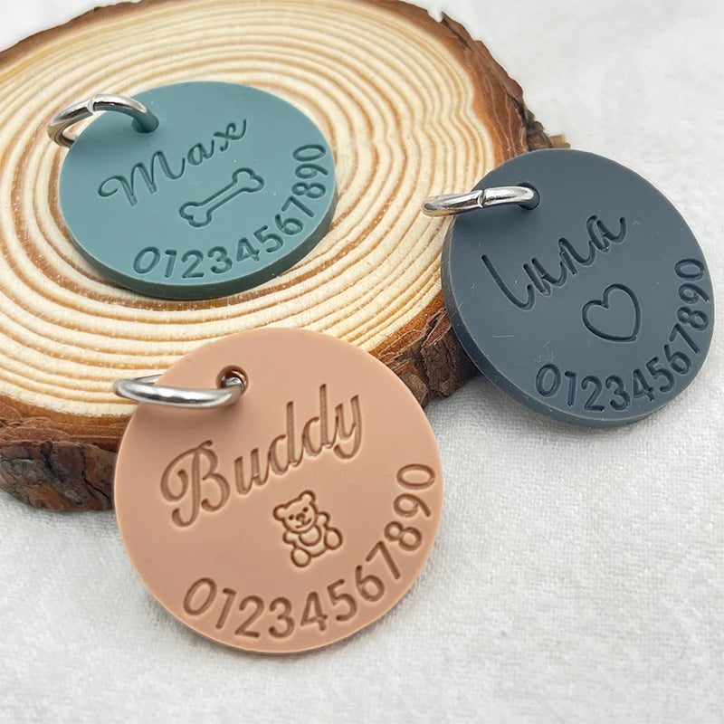 Silicone Pet Anti-lost ID Tag Personalized Engraving!