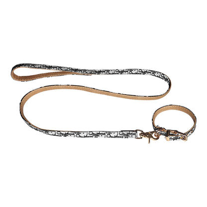 "Dior-Inspired Elegant Pet Collar and Leash Set