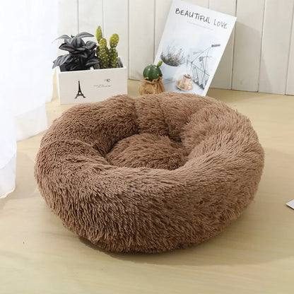 "Calming Donut Dog Bed – Warm & Soft Plush Pet Cushion for Dogs & Cats"