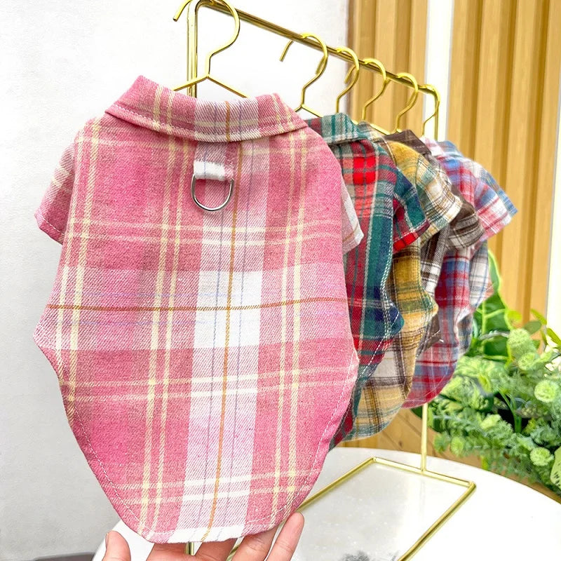 "Plaid Dog Shirt – Stylish & Breathable Autumn Coat for Small & Large Dogs"