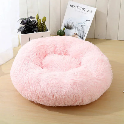 "Calming Donut Dog Bed – Warm & Soft Plush Pet Cushion for Dogs & Cats"