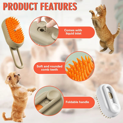 "Electric Spray Water Steam Grooming Comb for Cats – Soft Silicone Massage Brush"