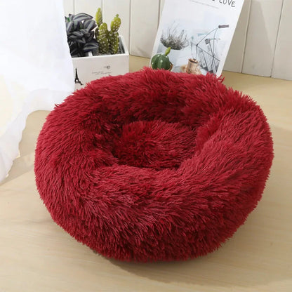 "Calming Donut Dog Bed – Warm & Soft Plush Pet Cushion for Dogs & Cats"