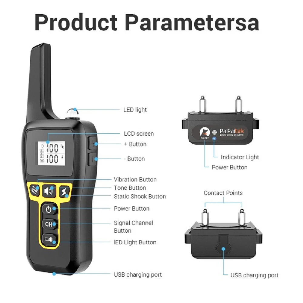 1000M Dog Training Collar ,Universal Dog Bark Collar,Waterproof Rechargeable ,Dog Shock Collar with Remote and Auto Modes Collar