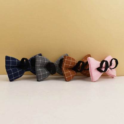 "Customizable! Designer Plaid Dog Collar with Bow Tie – Luxury Pet Collar & Leash Set"