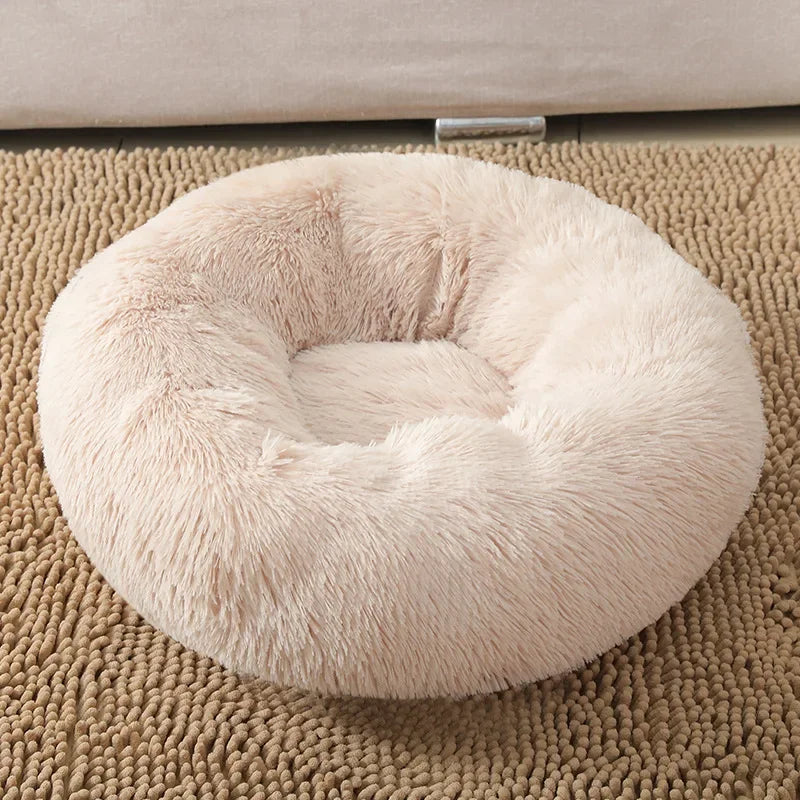 "Calming Donut Dog Bed – Warm & Soft Plush Pet Cushion for Dogs & Cats"