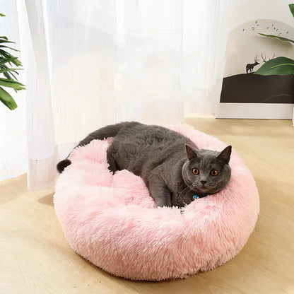 "Calming Donut Dog Bed – Warm & Soft Plush Pet Cushion for Dogs & Cats"