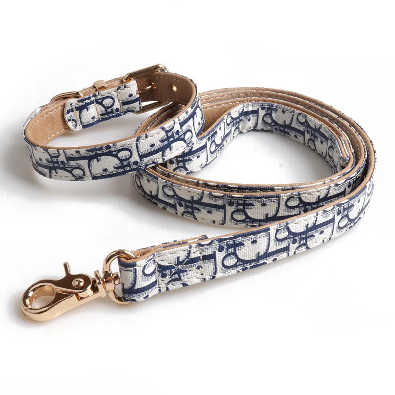 "Dior-Inspired Elegant Pet Collar and Leash Set