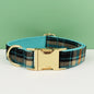 "Customizable! Designer Plaid Dog Collar with Bow Tie – Luxury Pet Collar & Leash Set"