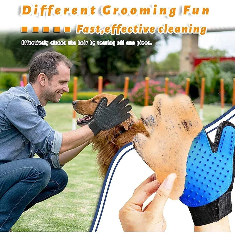 Grooming Brush Bath Cleaning Glove De-Shedding De-Matting Pet Hair