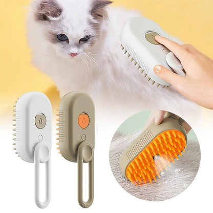 "Electric Spray Water Steam Grooming Comb for Cats – Soft Silicone Massage Brush"