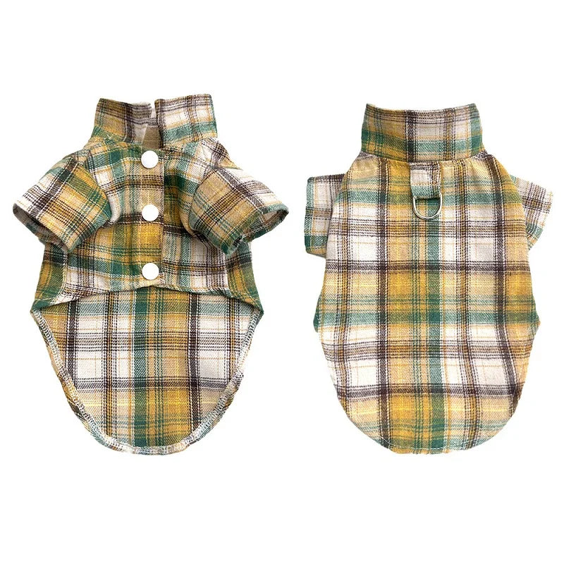 "Plaid Dog Shirt – Stylish & Breathable Autumn Coat for Small & Large Dogs"