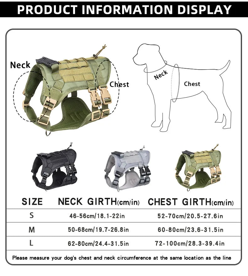 "Tactical Dog Harness Vest – Outdoor Training & Walking Gear for Medium & Large Dogs"