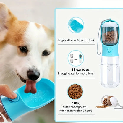 "Portable 2-in-1 Pet Water Bottle with Food Storage for Travel"