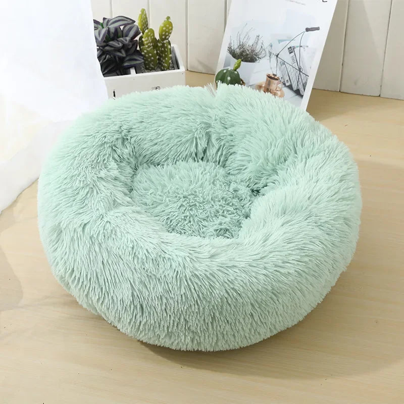 "Calming Donut Dog Bed – Warm & Soft Plush Pet Cushion for Dogs & Cats"