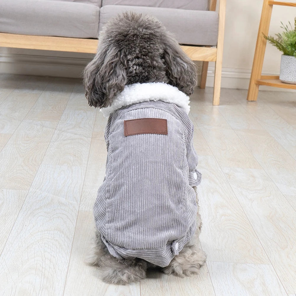 "Warm Fur Collar Dog Coat for Small & Medium Pets"