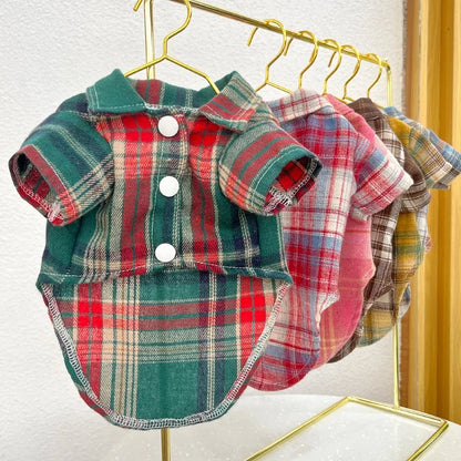 "Plaid Dog Shirt – Stylish & Breathable Autumn Coat for Small & Large Dogs"