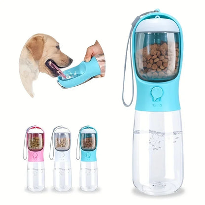 "Portable 2-in-1 Pet Water Bottle with Food Storage for Travel"