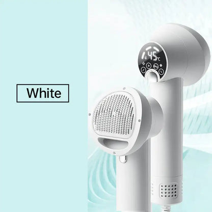 "Smart 2-in-1 Dog Hair Dryer & Comb – Low Noise with Temperature Display"