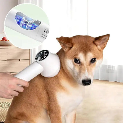 "Smart 2-in-1 Dog Hair Dryer & Comb – Low Noise with Temperature Display"