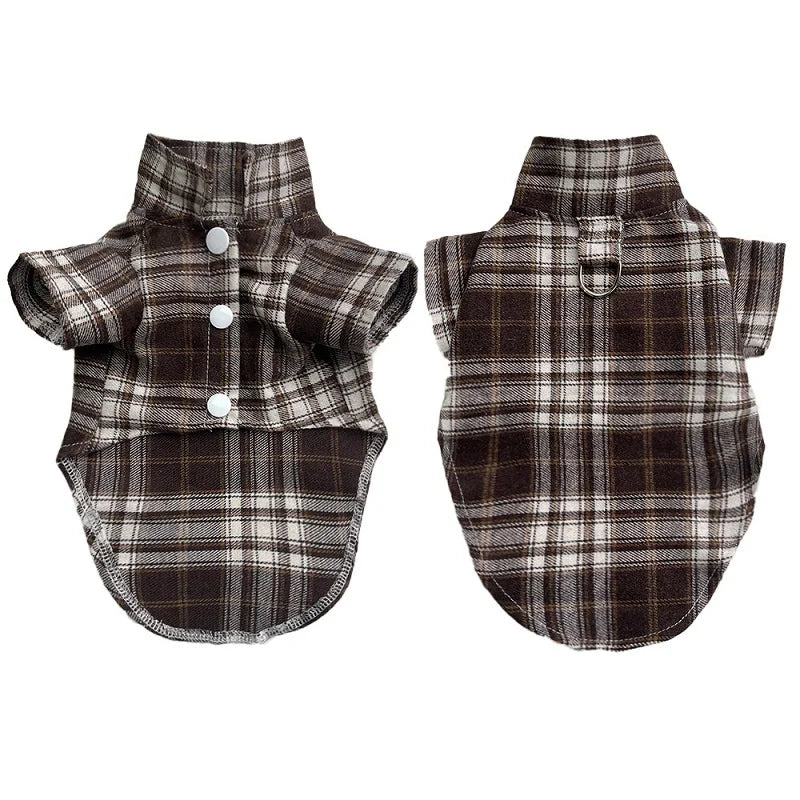 "Plaid Dog Shirt – Stylish & Breathable Autumn Coat for Small & Large Dogs"