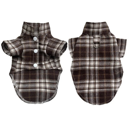 "Plaid Dog Shirt – Stylish & Breathable Autumn Coat for Small & Large Dogs"