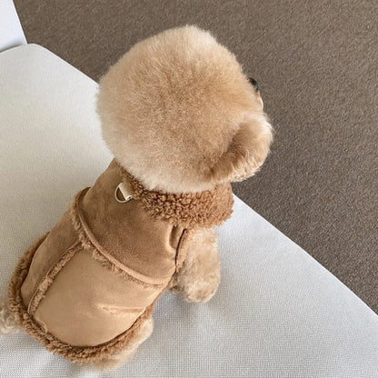 "Thickened Cotton Winter Clothes for Pets – Solid Color Two-Legged Outfit"