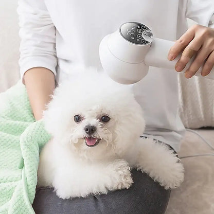 "Smart 2-in-1 Dog Hair Dryer & Comb – Low Noise with Temperature Display"