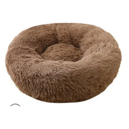 "Calming Donut Dog Bed – Warm & Soft Plush Pet Cushion for Dogs & Cats"