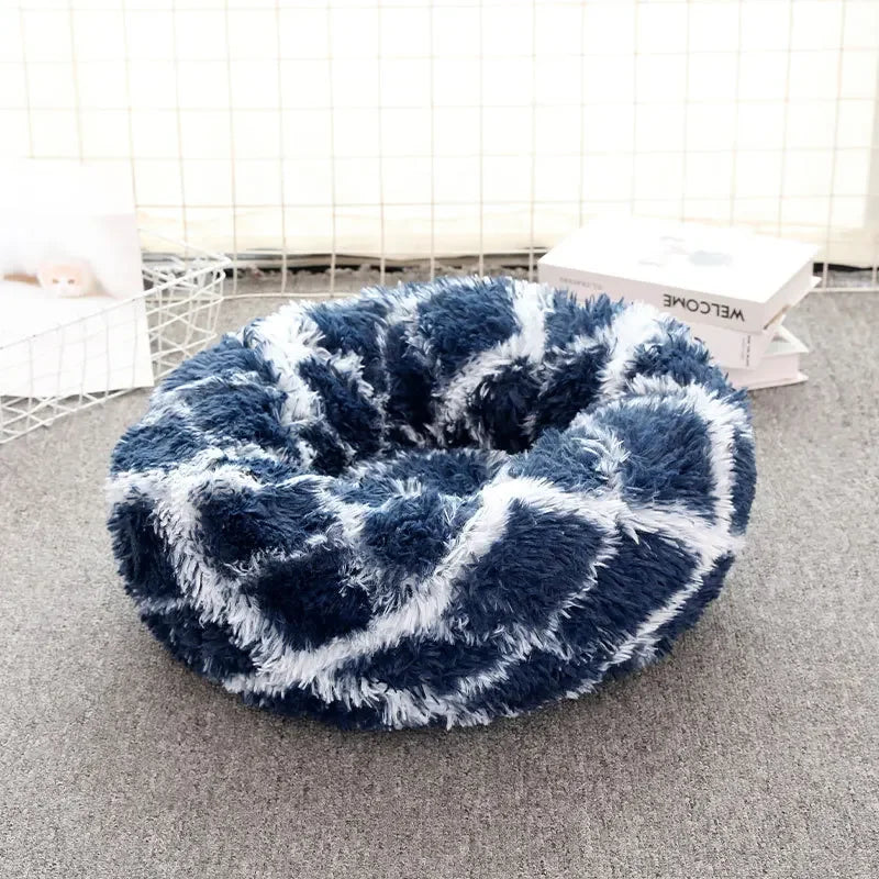 "Calming Donut Dog Bed – Warm & Soft Plush Pet Cushion for Dogs & Cats"