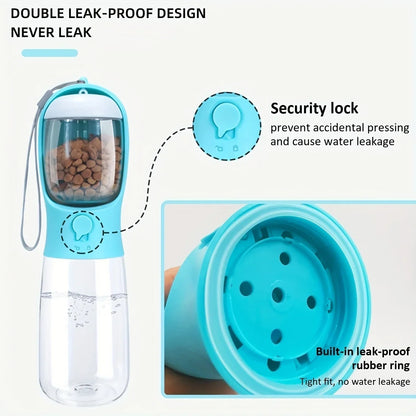 "Portable 2-in-1 Pet Water Bottle with Food Storage for Travel"