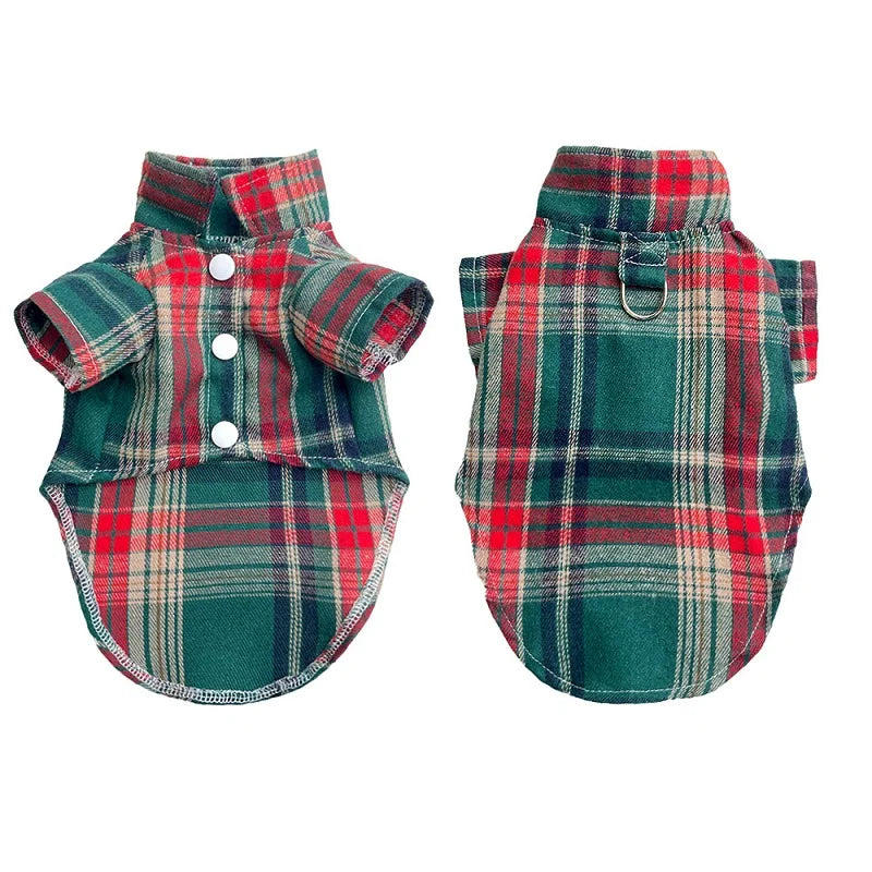 "Plaid Dog Shirt – Stylish & Breathable Autumn Coat for Small & Large Dogs"