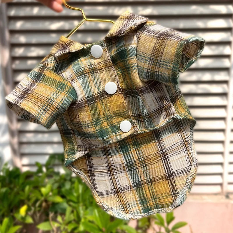 "Plaid Dog Shirt – Stylish & Breathable Autumn Coat for Small & Large Dogs"