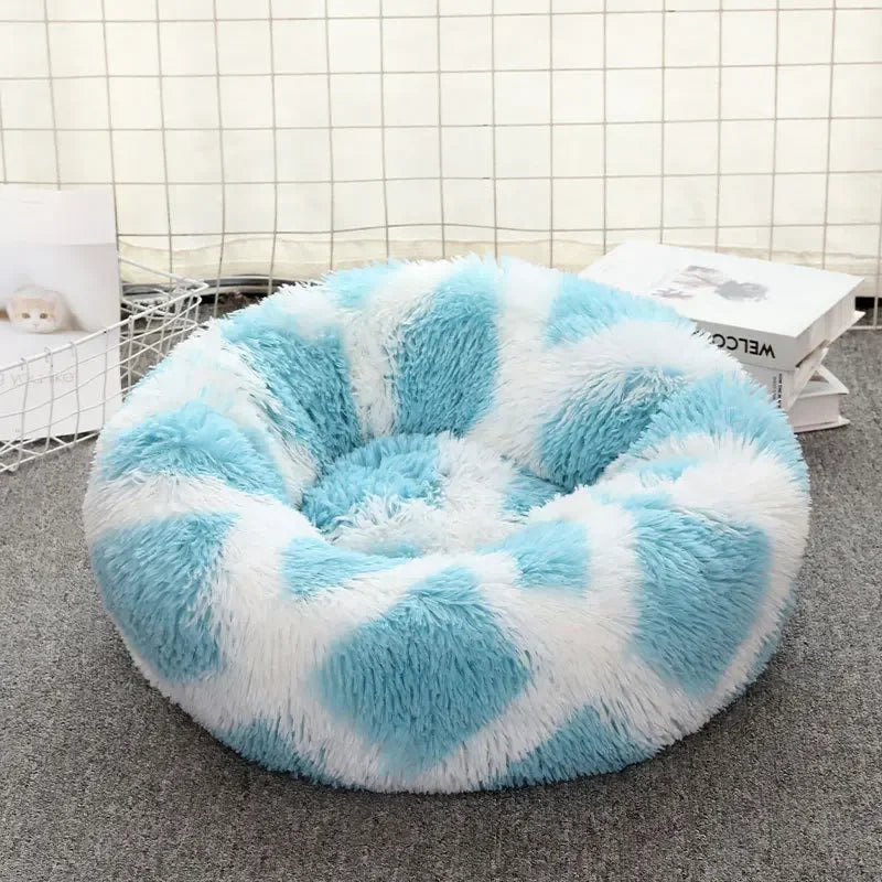 "Calming Donut Dog Bed – Warm & Soft Plush Pet Cushion for Dogs & Cats"