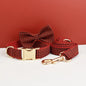 "Customizable! Designer Plaid Dog Collar with Bow Tie – Luxury Pet Collar & Leash Set"