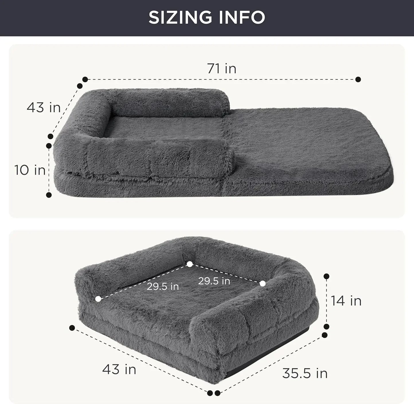 Human Dog Bed for People Adults, 2 in 1 Calming Human Size Giant Dog Bed Fits Pet Families with Egg Foam Supportive Mat and