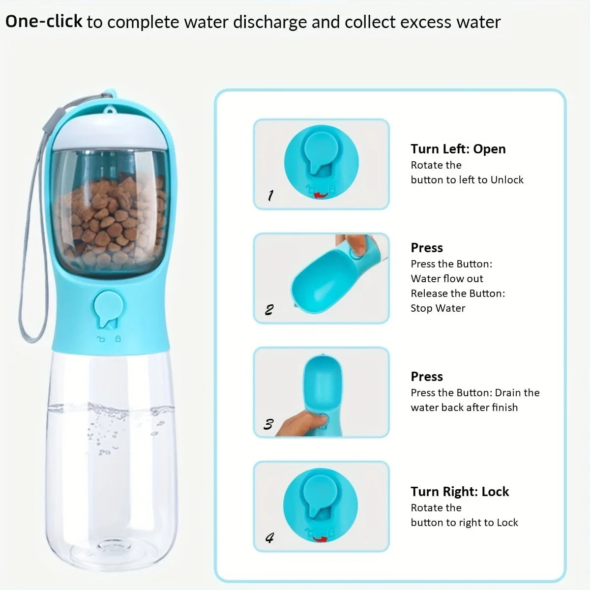 "Portable 2-in-1 Pet Water Bottle with Food Storage for Travel"