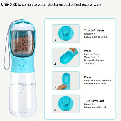 "Portable 2-in-1 Pet Water Bottle with Food Storage for Travel"