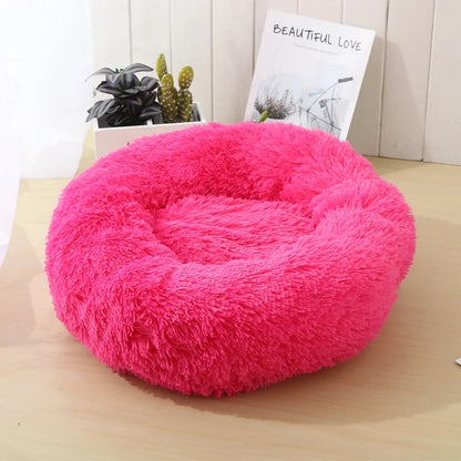 "Calming Donut Dog Bed – Warm & Soft Plush Pet Cushion for Dogs & Cats"